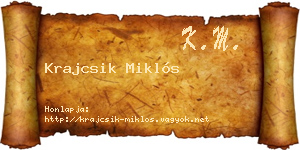 Krajcsik Miklós névjegykártya